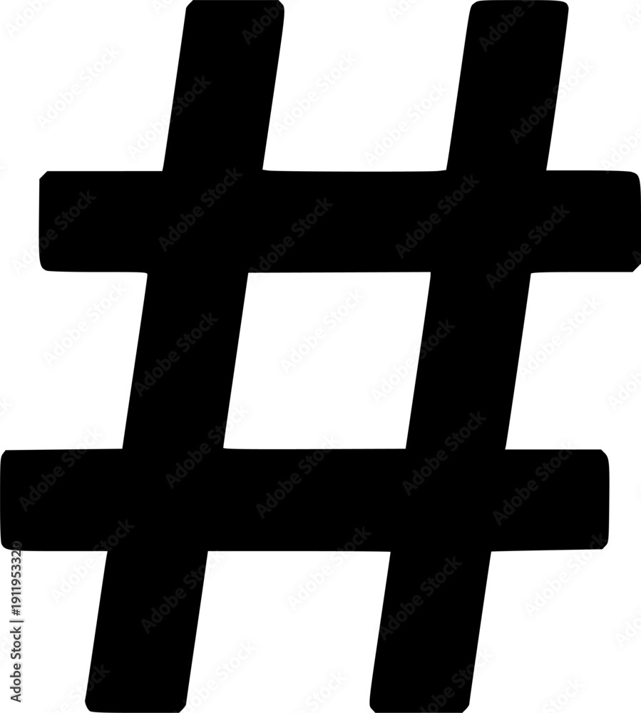 Obraz premium Hash icon vector black silhouette print design 