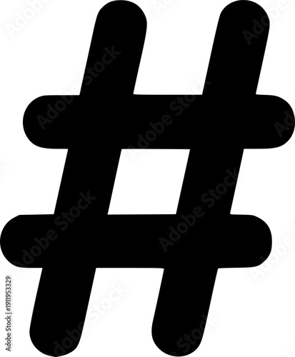 Hash icon vector black silhouette print design

