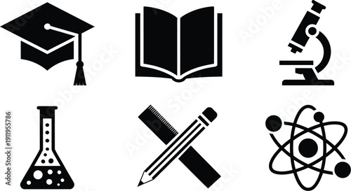 A collection of  representing education science and academic pursuits high-quality professional detailed modern elegant stylish clean crisp