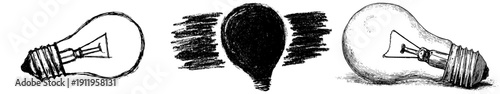 Innovative Glow: A Sketch of a Yellow Lightbulb with Filthy Glass and Silver Base, Illustrating the Idea of Creativity and Invention.