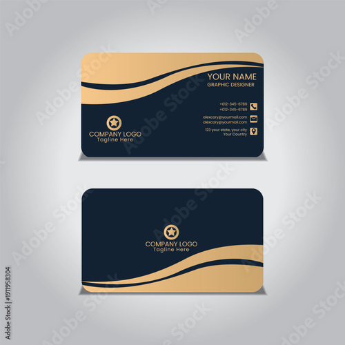 Dark blue and golden luxury premium business card design template.  premium visiting card design