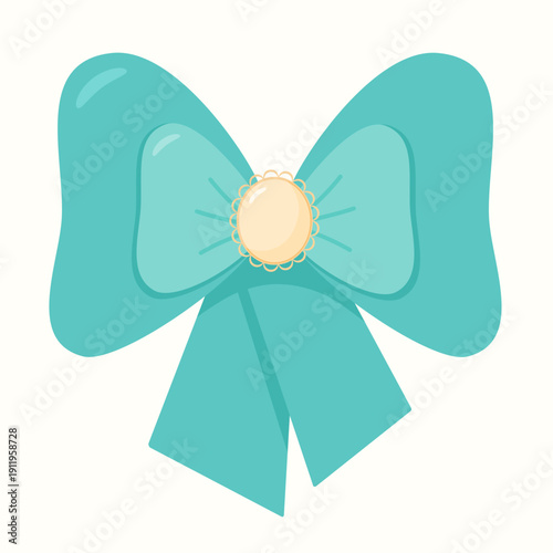 Decorative bow, brooch, gift decoration, vector illustration.