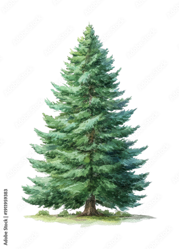 Fototapeta premium PNG Evergreen tree watercolor illustration
