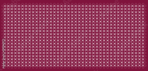 Abstract pattern of interconnected white loops against a deep burgundy background texture
