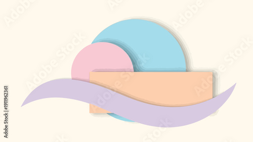 Abstract pastel geometric shapes with soft shadows