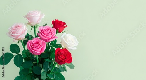 Beautiful roses bouquet for mother's day celebration with pink red and white roses