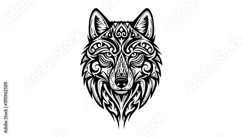 Tribal Wolf Head Design Vector Illustration