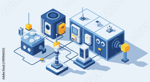 Futuristic Industrial Technology and Automation Concept.