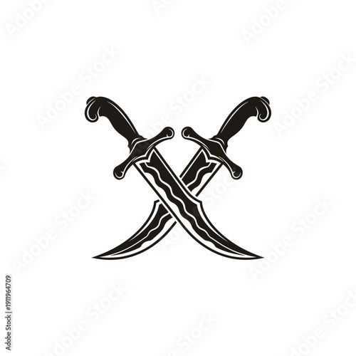 scimitars, swords, blade, weapon, warfare, combat, warrior, arabian, curved, steel, sharp, medieval, islamic, ottoman, persian, cavalry, duel, fight, battle, defense, offense, crossed, emblem, crest, 