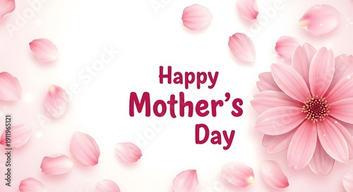 Happy mother's day wishes with beautiful pink flowers and petals