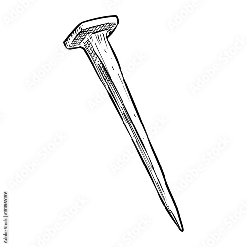 forged nail vector line art hand drawn illustration
