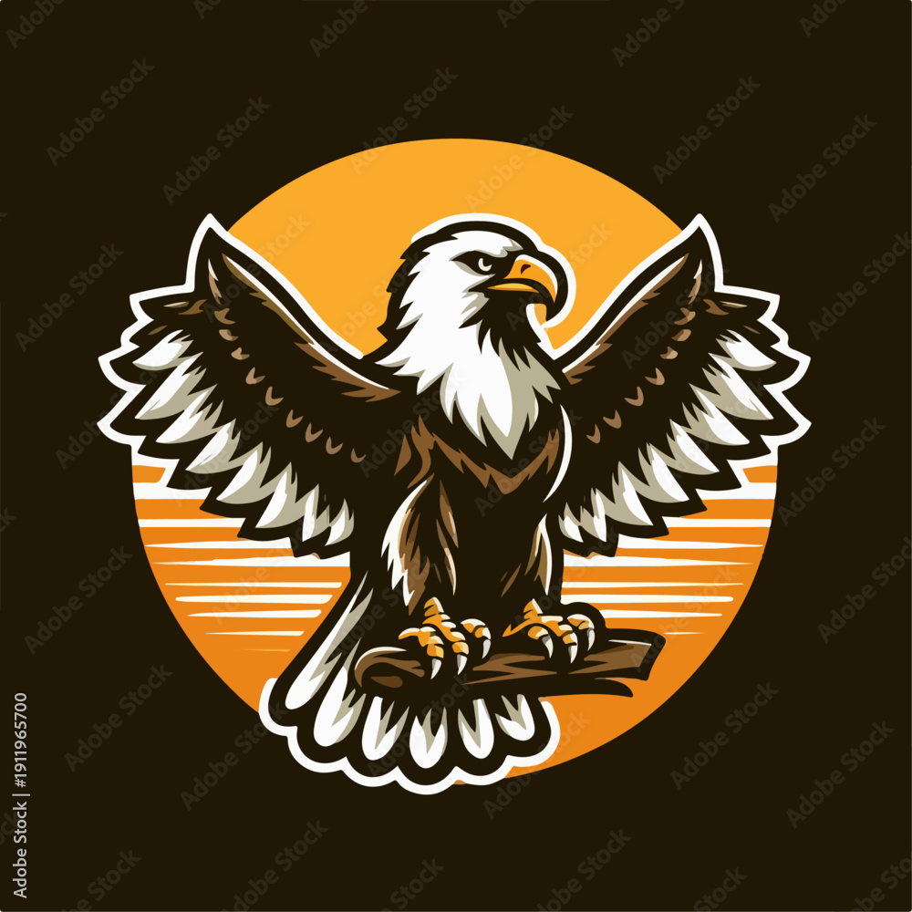 Fototapeta premium Vector illustration of an eagle flapping its wings