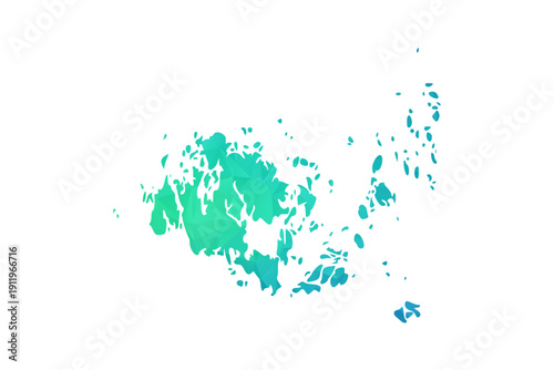 Aland Islands Map - Polygon Style Vector Illustration in Green and Blue Gradient, Low Poly Geometric Design, Isolated on White Background, Perfect for Infographics and Learning Use.