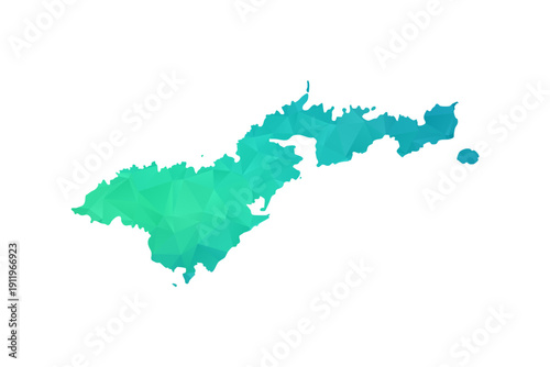 American Samoa Map - Polygon Style Vector Illustration in Green and Blue Gradient, Low Poly Geometric Design, Isolated on White Background, Perfect for Infographics and Learning Use.