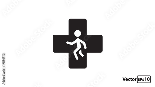 Accessibility symbol running figure on black ribbon vector icon for disability awareness and inclusive design