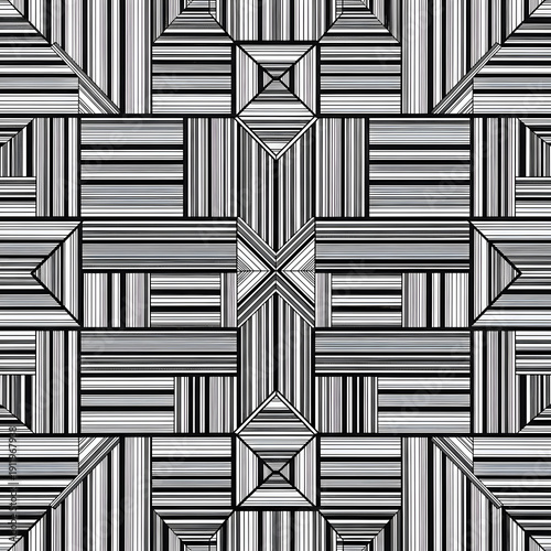 Geometric pattern with interlocking rectangles and lines