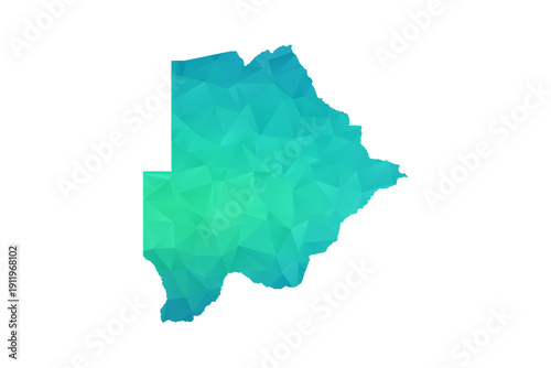 Botswana Map - Polygon Style Vector Illustration in Green and Blue Gradient, Low Poly Geometric Design, Isolated on White Background, Perfect for Infographics and Learning Use.