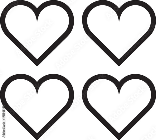 Heart linear vector icon. Valentine love and wedding thin line heart frames
