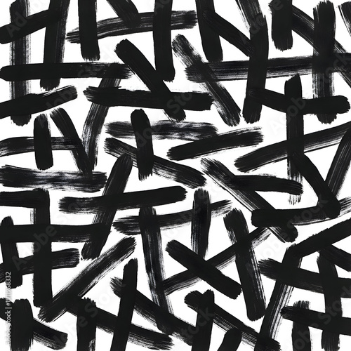 Abstract calligraphy art with black brush strokes on white background