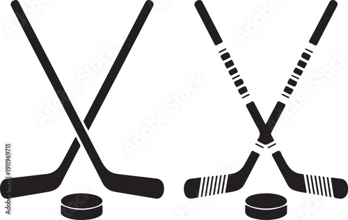 Hockey Stick Flat Icon On White Background