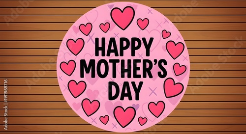 Happy mother's day greeting card with hearts