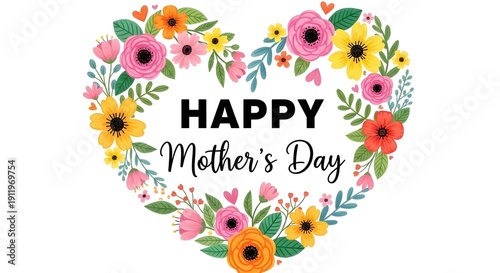 Happy mother's day floral heart design