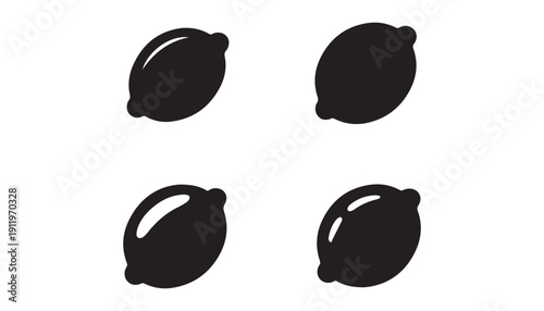 black color Lemon fruits set of silhouette vector illustration, solid white background