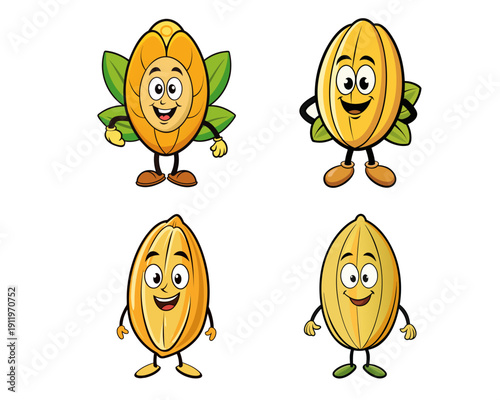 Cute Corn Cartoon Character Illustration Icon Set
