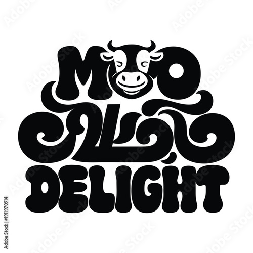 Moo Salad Delight Logo with Cute Cow Face and Fun Farm Themed Design