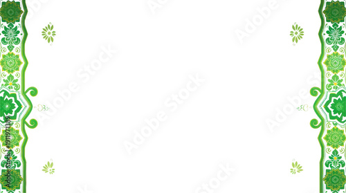 Elegant Green and Gold Floral Ornamented Border Design Background