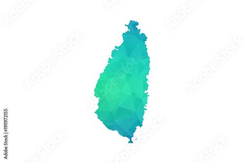 Saint Lucia Map - Polygon Style Vector Illustration in Green and Blue Gradient, Low Poly Geometric Design, Isolated on White Background, Perfect for Infographics and Learning Use.