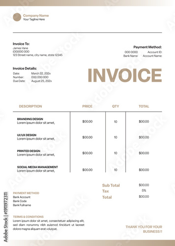 Brown And Black Invoice