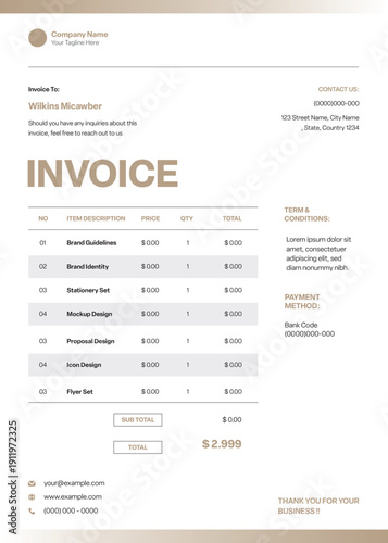 Brown And Black Invoice