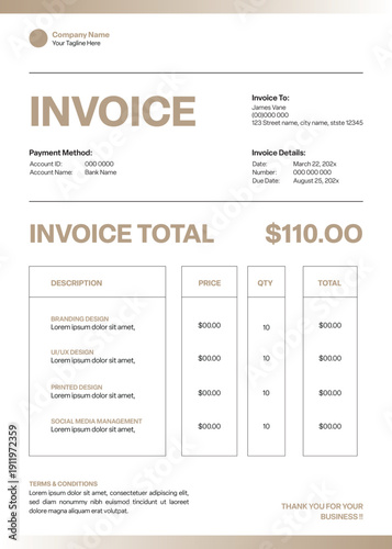 Brown And Black Invoice