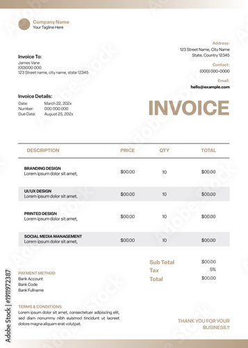 Brown And Black Invoice