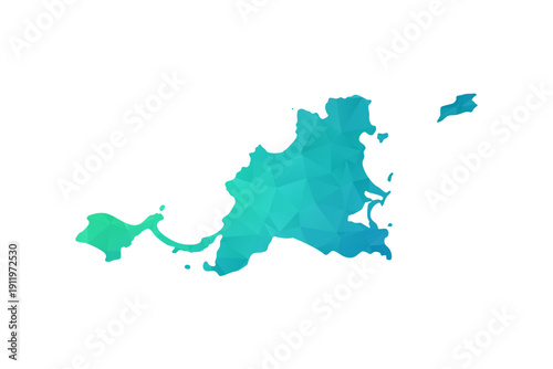 Saint Martin Map - Polygon Style Vector Illustration in Green and Blue Gradient, Low Poly Geometric Design, Isolated on White Background, Perfect for Infographics and Learning Use.