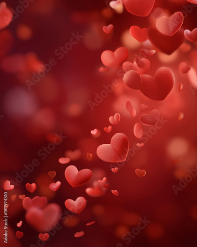 Hearts in Bloom: A cascade of soft, red hearts floats gently, creating a dreamy backdrop for expressing love and affection. Each heart whispers a tale of emotion.