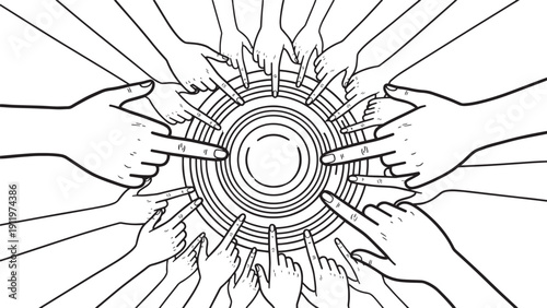 Circle of Hands: Collective Cooperation and Unified Effort.