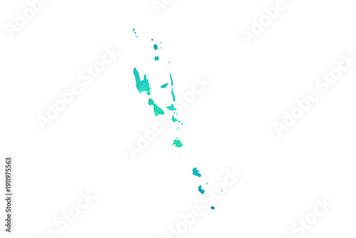 Vanuatu Map - Polygon Style Vector Illustration in Green and Blue Gradient, Low Poly Geometric Design, Isolated on White Background, Perfect for Infographics and Learning Use.