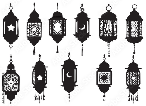 set of vector silhouettes of a set of four seasons