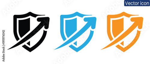 Professional vector icons featuring arrows and shields in modern design