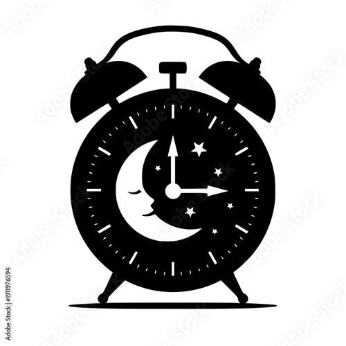 Black alarm clock with moon and stars