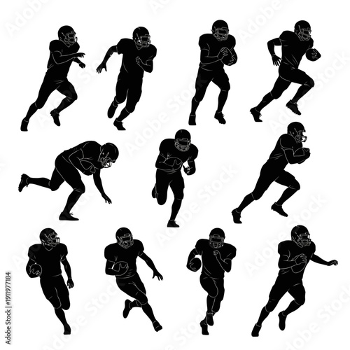 Silhouettes of athletes showcasing various dynamic sports poses and actions