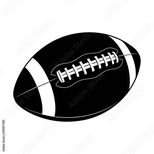 A detailed illustration of an american football with prominent white stitching