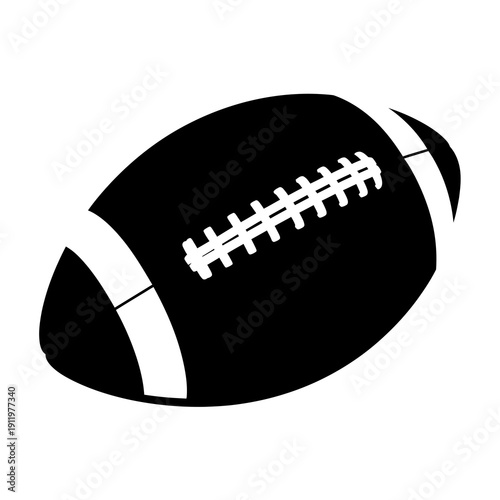 A detailed illustration of a classic black and white american football.