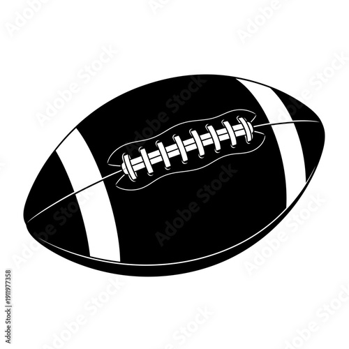A detailed illustration of a classic black and white american football