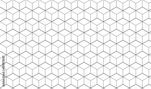 Seamless Light Gray Isometric Cube Pattern, 3D Optical Illusion Geometric Background, Clean Monochrome Hexagonal Cubes Texture 