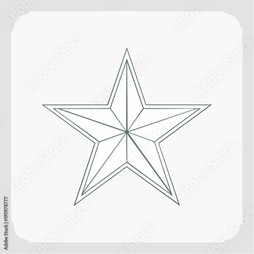 Geometric star shape icon on white background with gray border.