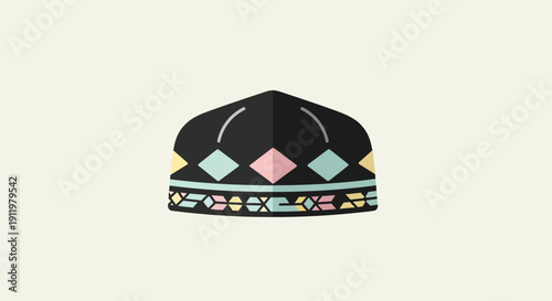 Colorful Geometric Kufi Hat Illustration