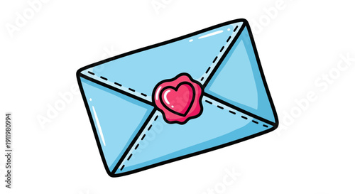 Love Letter Envelope with Heart Wax Seal Romantic Communication Concept